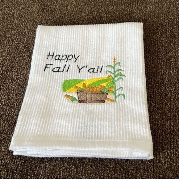Custom Embroidered Cotton Barmop (2) Towels  “Happy Fall Y’all” “Fall in Love” - Picture 12 of 14